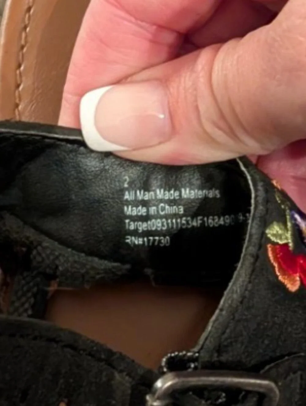 3/$16 Stevies Black Embroidered Floral Sandals with Buckle